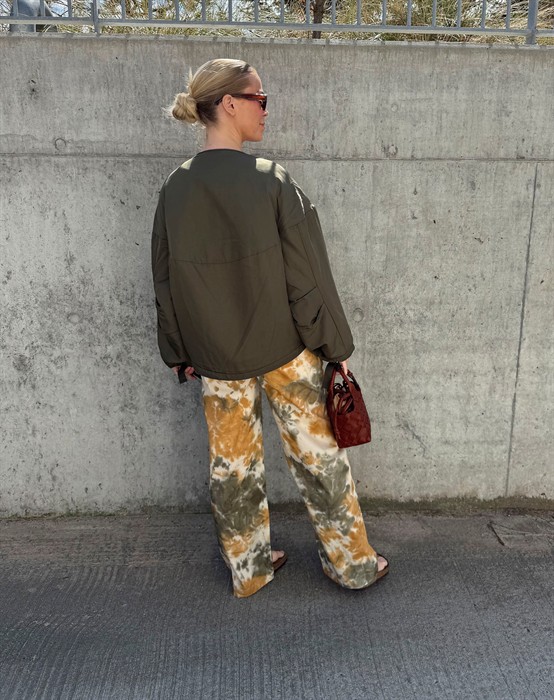 Elouise Abstract Cotton Bukser - Forest Combo